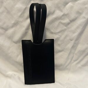 Swarovski Black Leather Luggage Tag